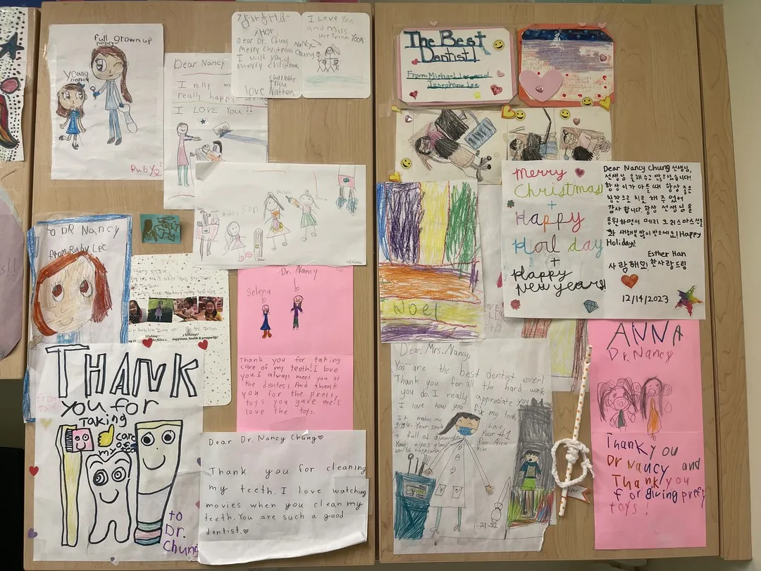Photo of letters written by young patients.